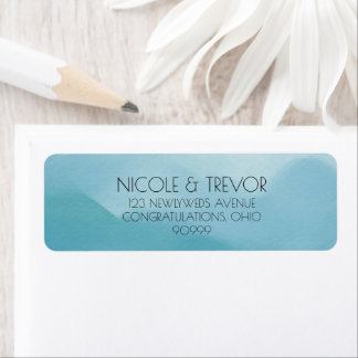 Custom Blue Watercolor Return Address Label