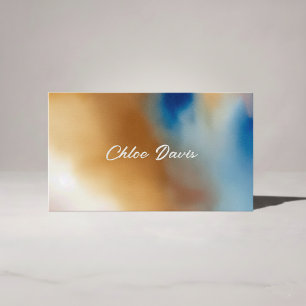 Custom Blue Wave Watercolor Business Card
