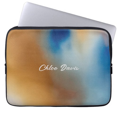 Custom Blue Wave Watercolor Laptop Sleeve