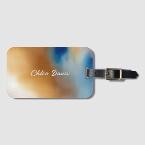 Custom Blue Wave Watercolor Luggage Tag