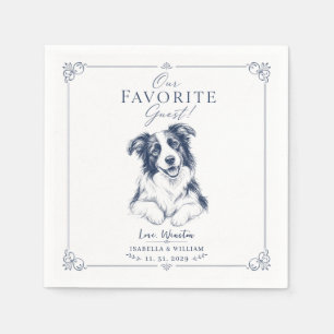 Custom blue Wedding Dog Printable Border Keepsake Napkins