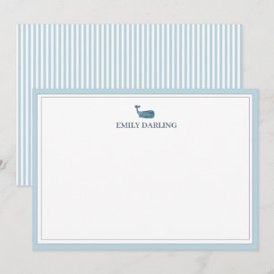 Custom Blue Whale Logo Nautical Stationary Thank You Card