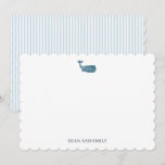 Custom Blue Whale Logo Nautical Stationary Thank You Card