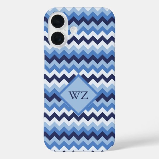 Custom Blue White Black Chevron Zigzag Pattern
