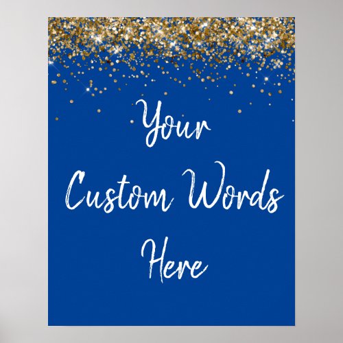 Custom Blue White  Gold Birthday Party Photo Prop Poster