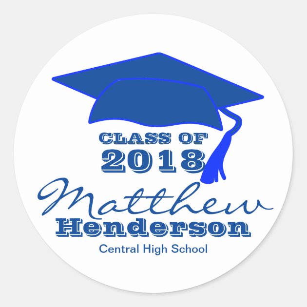 Custom Blue & White Graduation Stickers For Boy