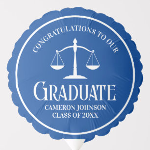 Custom Blue White Law School Graduation Party Balloon