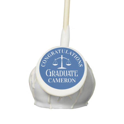 Custom Blue White Law School Graduation Party Cake Pops (Front)