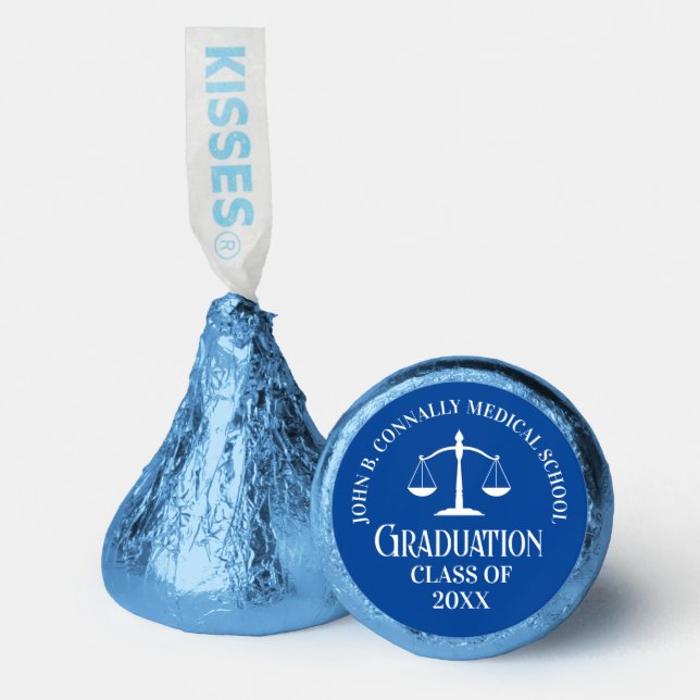 Custom Blue White Law School Graduation Party Hershey®'s Kisses® (Front)