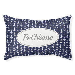 Custom blue white nautical anchor pattern dog bed