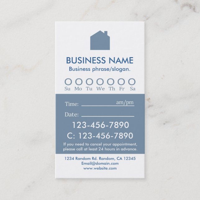 Custom blue white real estate appointment cards (Front)