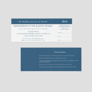 Custom Blue White Wedding Honeymoon Fund Raffle Tickets