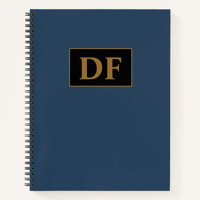Custom Blue With Gold Initials Notebook (Front)