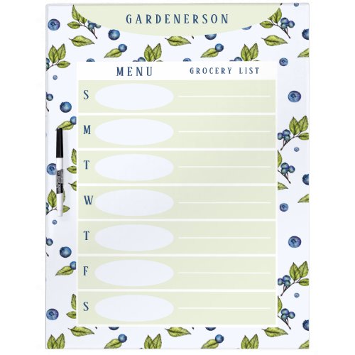 Custom Blueberry Menu  List  Dry Erase Board