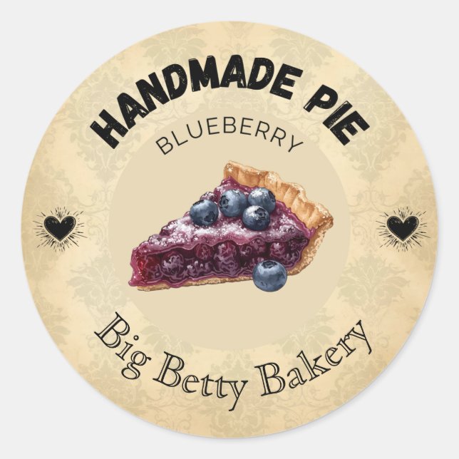 Custom Blueberry Pie Labels | Personalized Bakery  (Front)