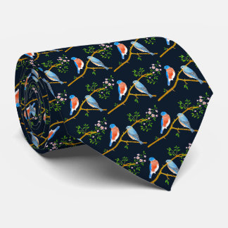 Custom Bluebirds Dark Blue Neck Tie
