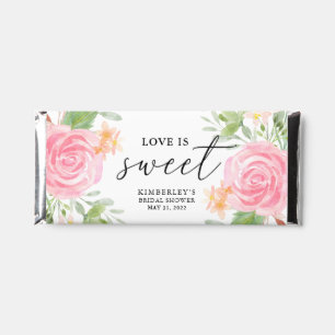 Custom Blush Floral Love is Sweet Bridal Shower Hershey Bar Favors