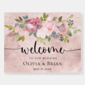 Custom Blush Floral Wedding Welcome Sign (Front)