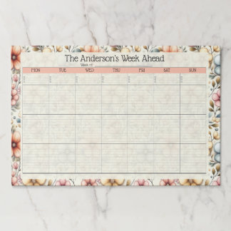 Custom Blush Floral Weekly Planner Notepad Paper Pad