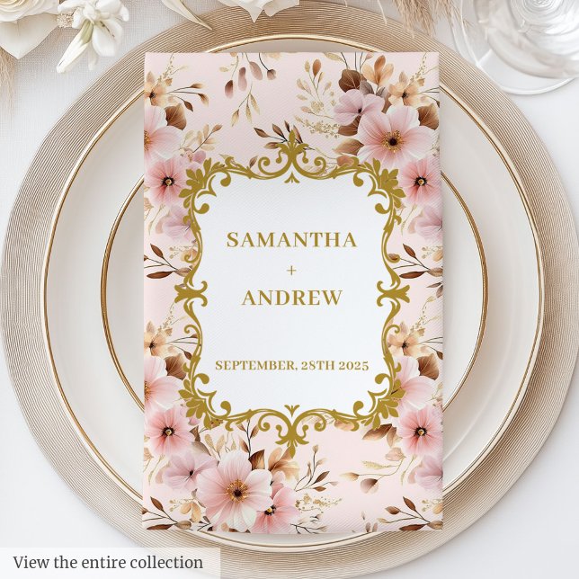 Custom Blush Gold Boho Wedding Napkins (Custom Blush Gold Boho Wedding Napkins)