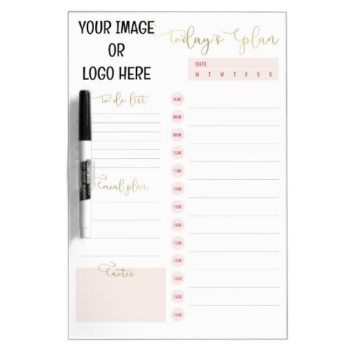 Custom Blush  Gold Daily Planner To Do List   Dry Erase Board