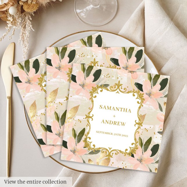 Custom Blush Gold Wedding Paper Napkins (Custom Blush Gold Wedding Paper Napkins)