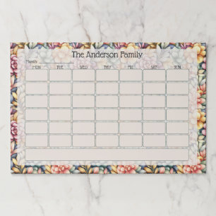 Custom Blush & Peach Floral Family Planner Pad