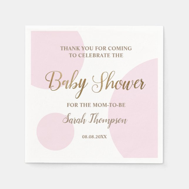 Custom Blush pink and white baby girl shower  Napkins (Front)