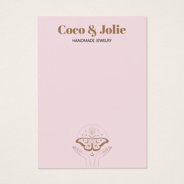 Custom Blush Pink Boho Logo Earring Display Card (Front)