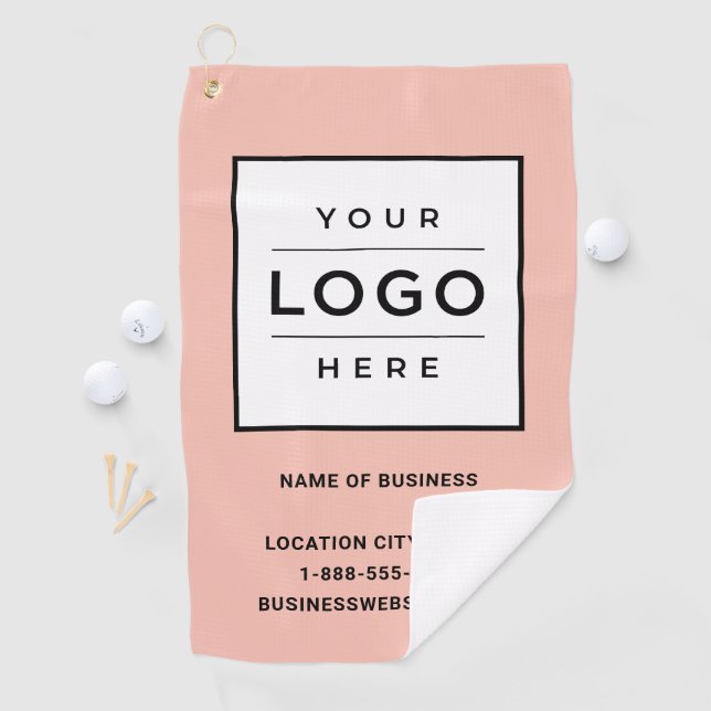 Custom Blush Pink Business Name Logo Golf Towel (InSitu)