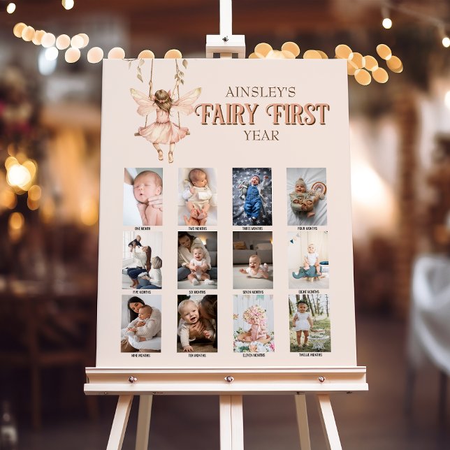 Custom Blush Pink Fairy First 1st Birthday Picture Foam Board (Creator Uploaded)