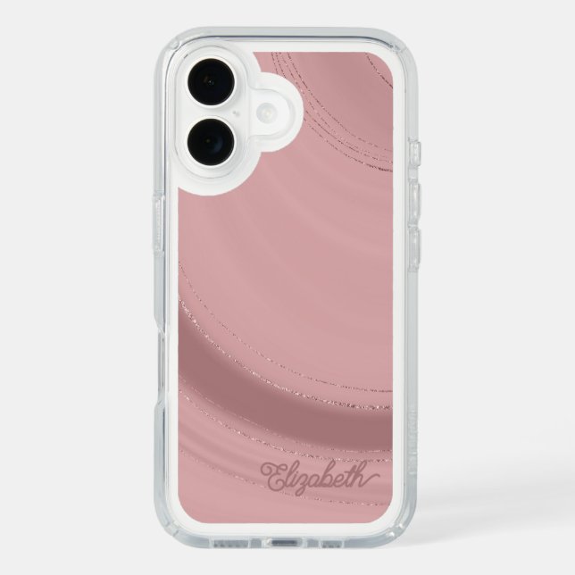 Custom Blush Pink Faux Glitter Agate Speck iPhone Case (Front)