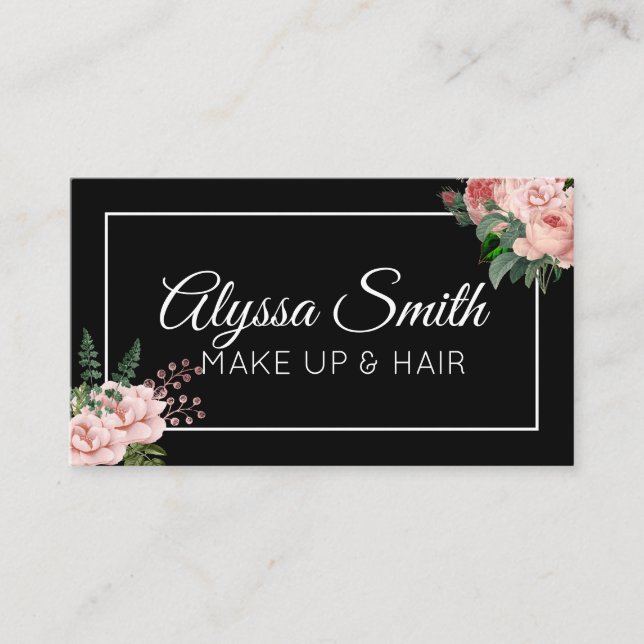 Custom Blush Pink Floral Bouquet Business Card (Front)