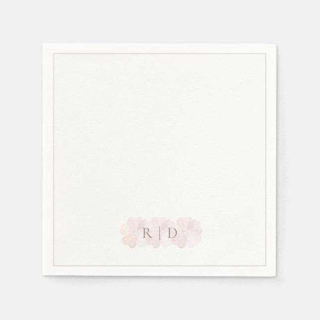 Custom Blush Pink Floral Garden Minimal Wedding  Napkins (Front)