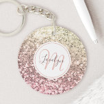 Custom Blush Pink Glitter Unicorn Monogrammed Name Keychain<br><div class="desc">Easily personalize this beautiful sparkly pink faux glitter keychain with your custom monogram and name.</div>