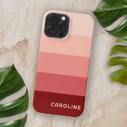 Custom Blush Pink Maroon Red Peach Orange Stripes iPhone 15 Pro Max Case