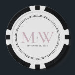 Custom Blush Pink Monogrammed Wedding Date Poker Chips<br><div class="desc">Custom Elegant Blush Pink Monogrammed with Black dotted border with wedding date. The dotted border is reminiscent of milgrain,  which is a jewelry-detailing technique often used for engagement and wedding rings. The milgrain border adds both a modern and elegant style to this monogram.</div>
