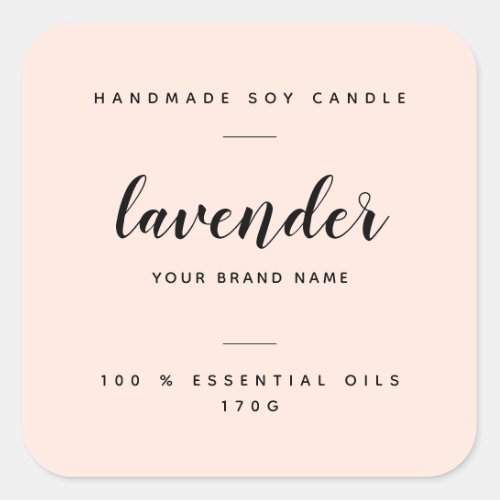 Custom blush pink packaging candle product label