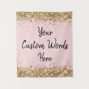 Custom Blush Pink Personalized Photo Booth Prop Tapestry