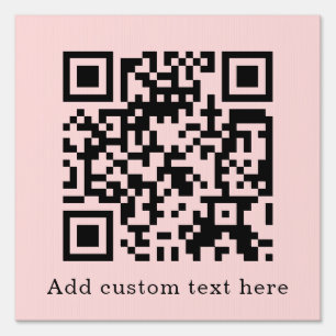 Custom Blush Pink QR Modern Feminine Display Sign