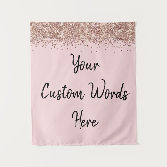 Custom Blush Pink Rose Gold Personalized Photo Tapestry (Front)