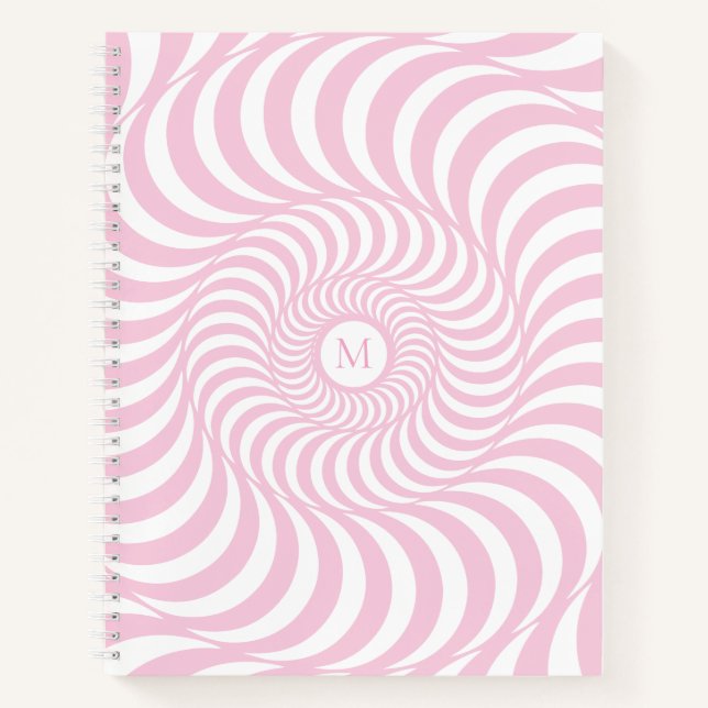 Custom Blush Pink Spiral Monogram Notebook (Front)