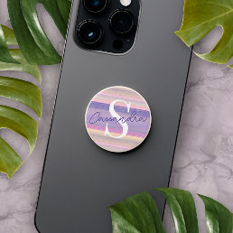 Custom Blush Pink Violet Purple Striped Pattern PopSocket