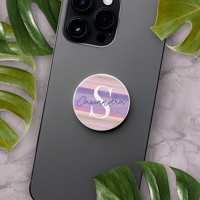 Custom Blush Pink Violet Purple Striped Pattern PopSocket (Creator Uploaded)