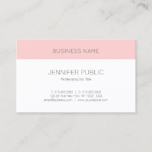 Custom Blush Pink White Modern Elegant Template Business Card