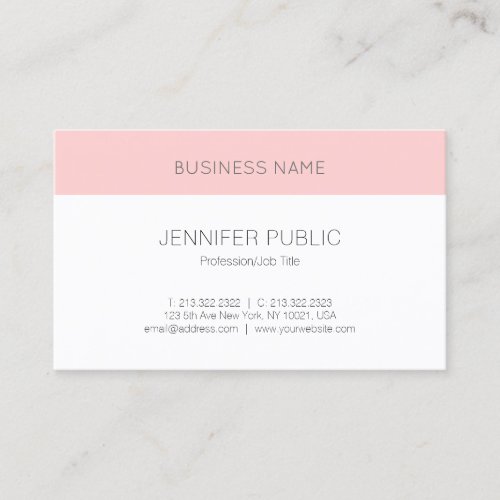 Custom Blush Pink White Modern Elegant Template Business Card
