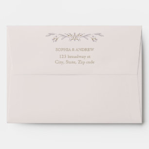 Custom blush return address & rustic floral liner envelope