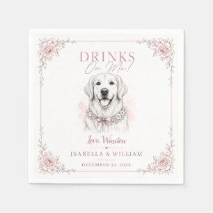 Custom blush Wedding Dog Pet Printable Floral gift Napkins