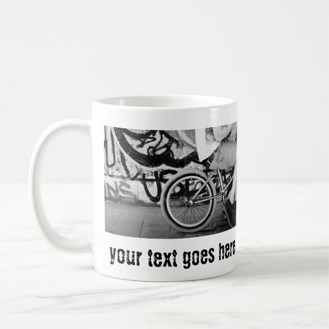 custom BMX bike skate park graffiti black  Coffee Mug (Left)