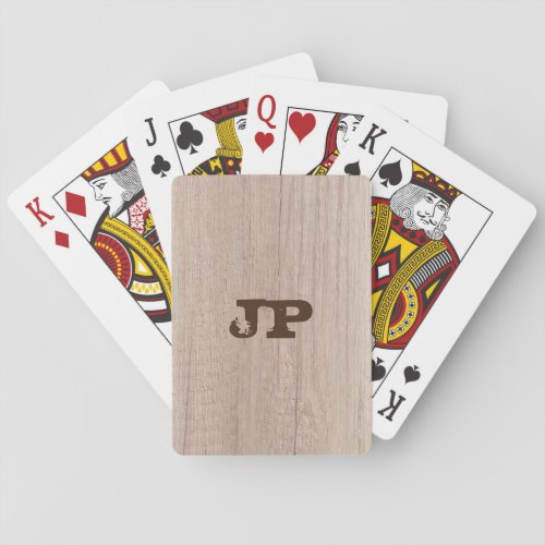 Custom Board Plank Wood Look Monogram Template Poker Cards
